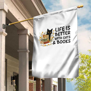 Life Is Better With Cats And Books Garden Flag Funny Black Cat Book Lover TS12 Print Your Wear