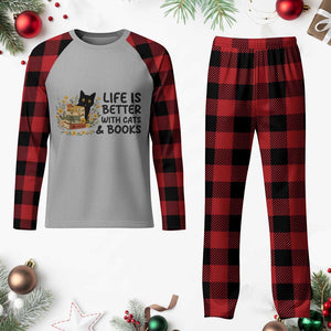 Life Is Better With Cats And Books Plaid Pajama Set Funny Black Cat Book Lover TS12 Buffalo Plaid Print Your Wear
