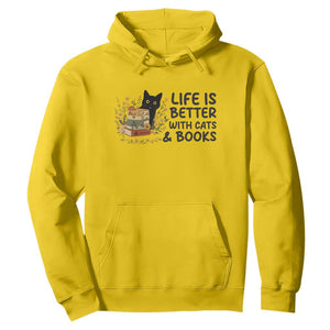 Life Is Better With Cats And Books Hoodie Funny Black Cat Book Lover TS12 Daisy Print Your Wear