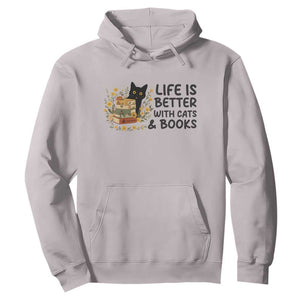 Life Is Better With Cats And Books Hoodie Funny Black Cat Book Lover TS12 Ice Gray Print Your Wear