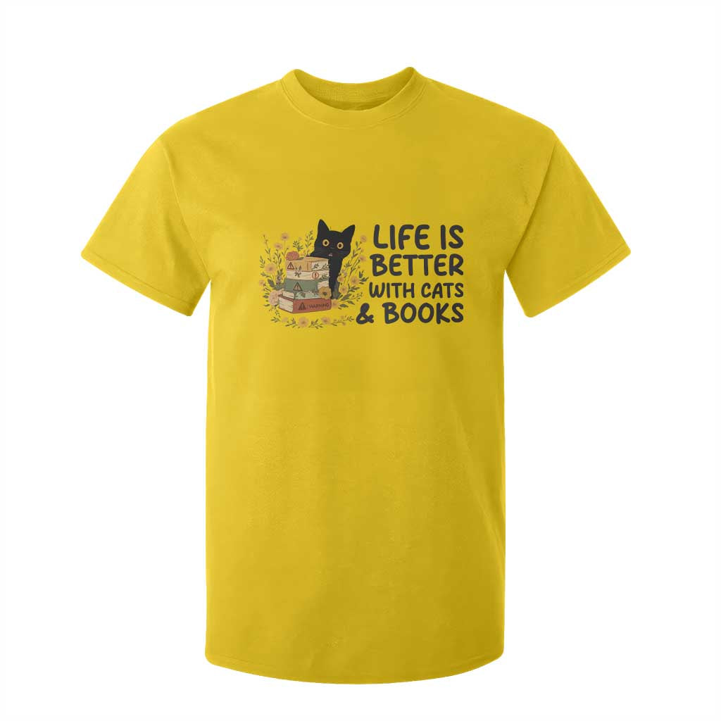 Life Is Better With Cats And Books T Shirt For Kid Funny Black Cat Book Lover TS12 Daisy Print Your Wear