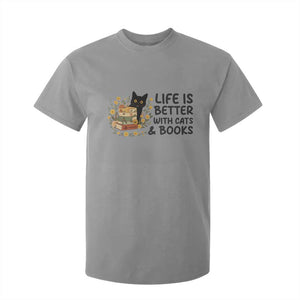 Life Is Better With Cats And Books T Shirt For Kid Funny Black Cat Book Lover TS12 Sport Gray Print Your Wear
