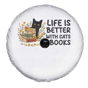 Life Is Better With Cats And Books Spare Tire Cover Funny Black Cat Book Lover TS12 Print Your Wear