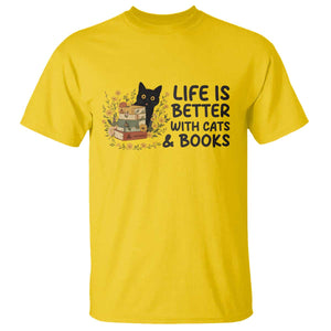Life Is Better With Cats And Books T Shirt Funny Black Cat Book Lover TS12 Daisy Print Your Wear