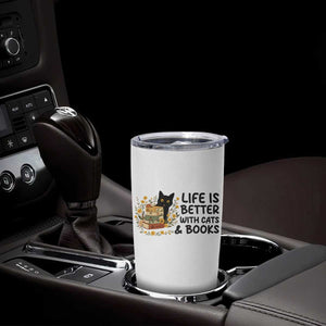 Life Is Better With Cats And Books Tumbler Cup Funny Black Cat Book Lover TS12 Print Your Wear
