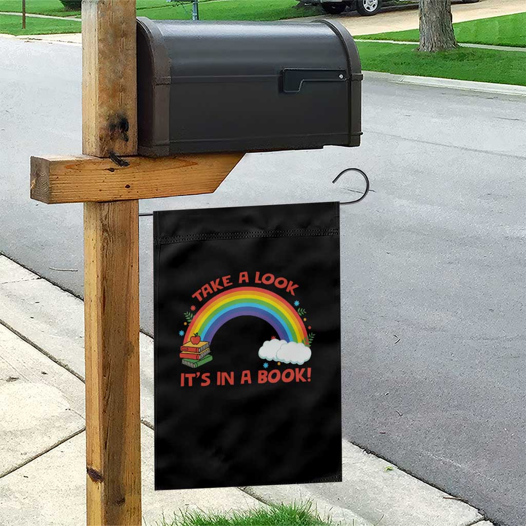 Take A Look It Is In A Book Garden Flag Cute Rainbow Book Educational Quote TS12 Print Your Wear