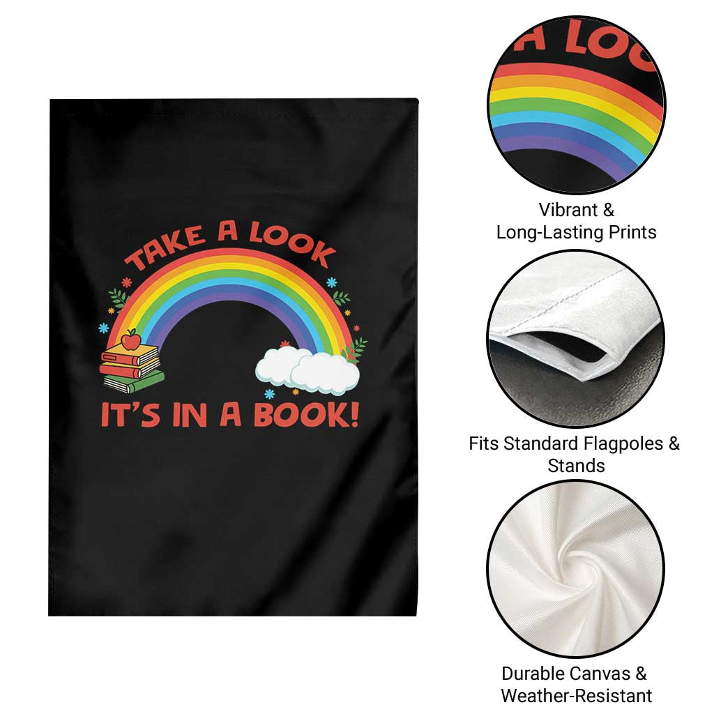 Take A Look It Is In A Book Garden Flag Cute Rainbow Book Educational Quote TS12 Print Your Wear