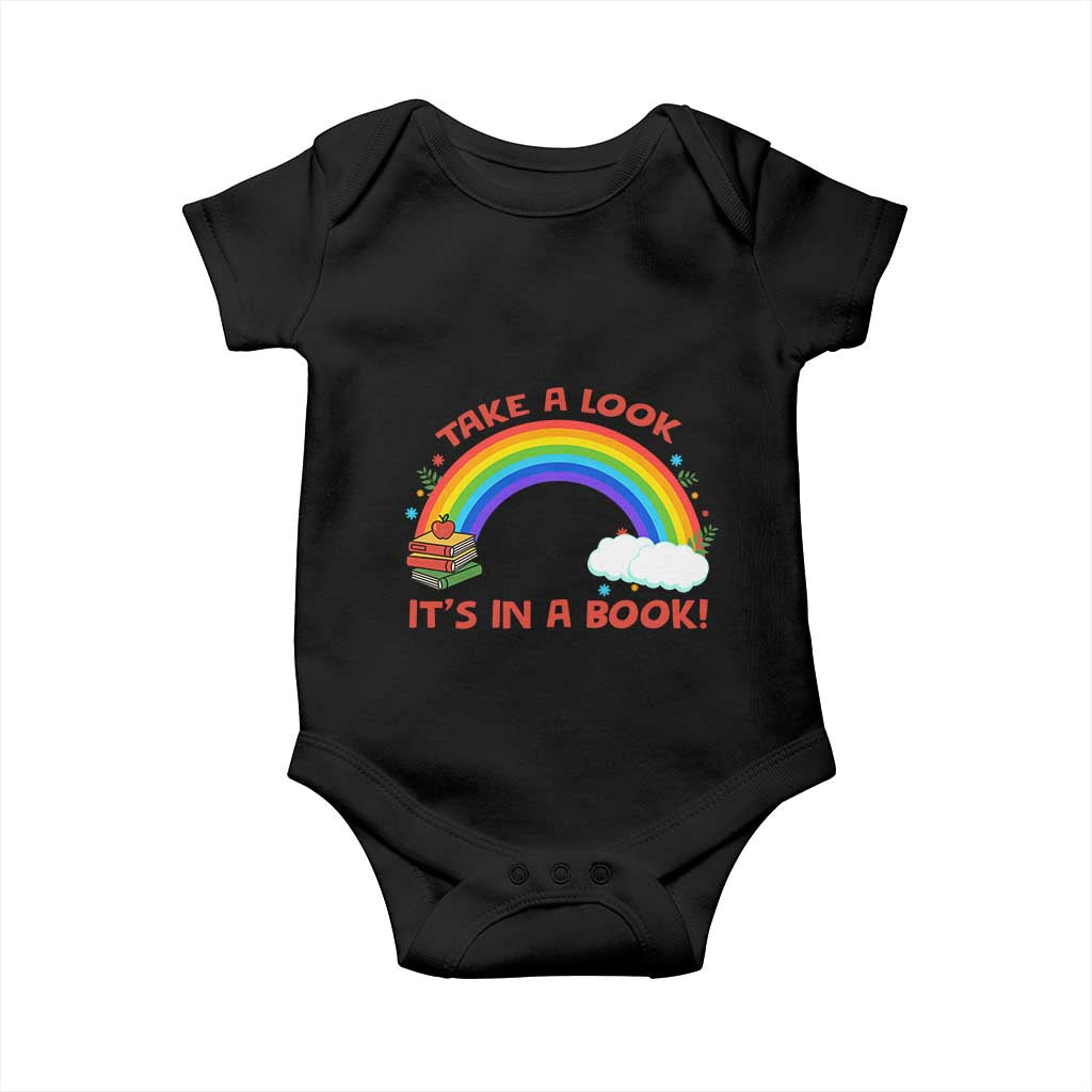 Take A Look It Is In A Book Baby Onesie Cute Rainbow Book Educational Quote TS12 Black Print Your Wear