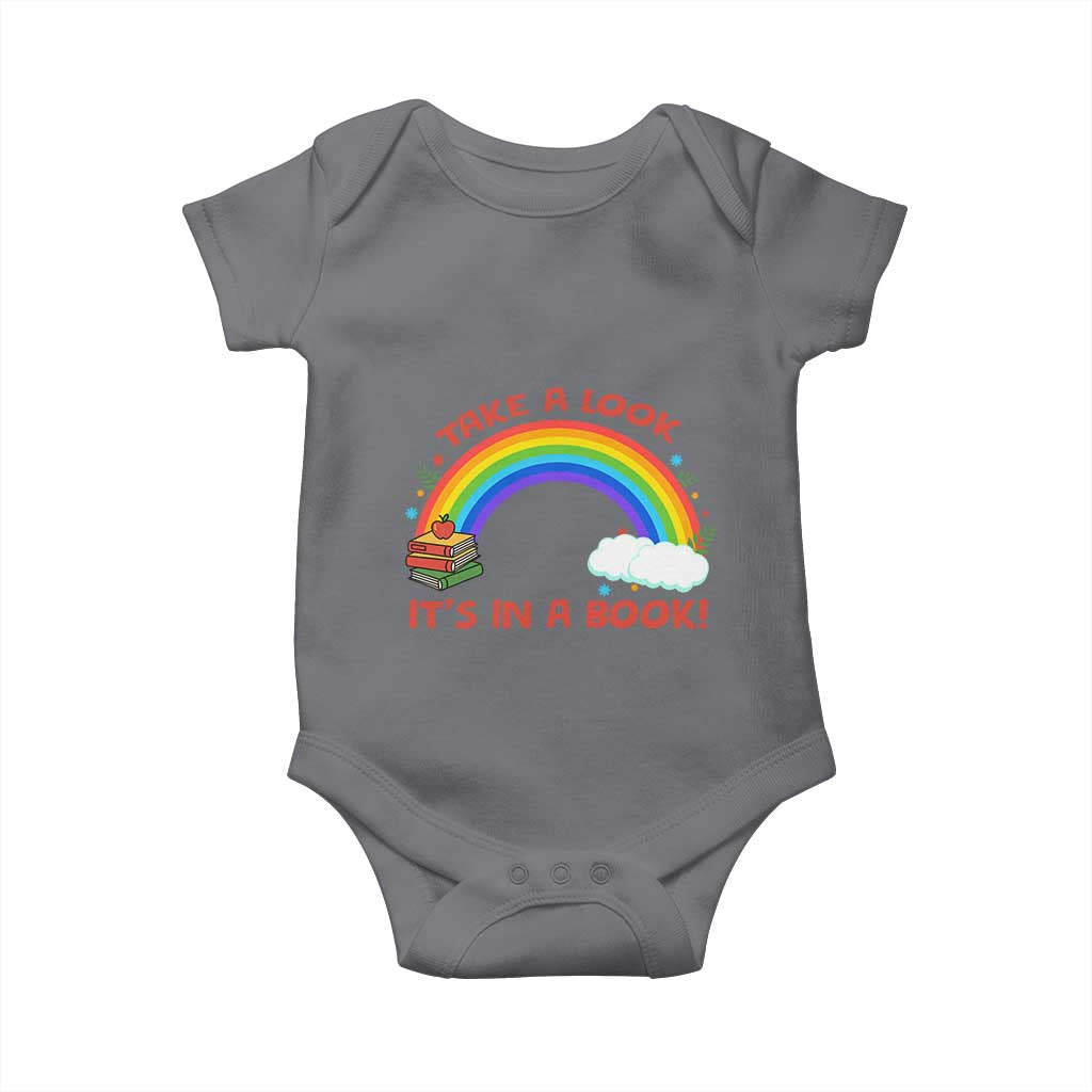Take A Look It Is In A Book Baby Onesie Cute Rainbow Book Educational Quote TS12 Charcoal Print Your Wear