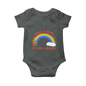 Take A Look It Is In A Book Baby Onesie Cute Rainbow Book Educational Quote TS12 Dark Heather Print Your Wear