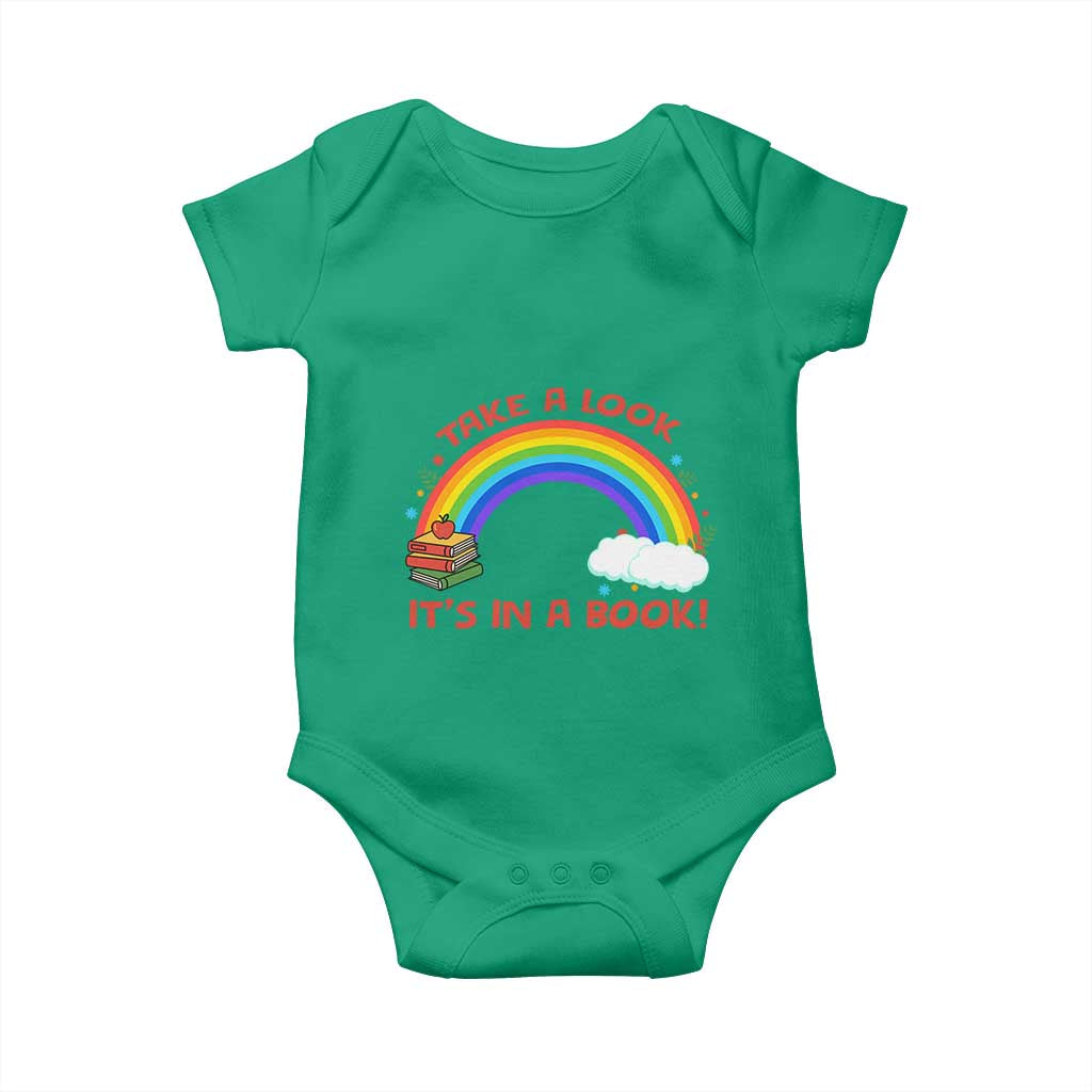 Take A Look It Is In A Book Baby Onesie Cute Rainbow Book Educational Quote TS12 Irish Green Print Your Wear
