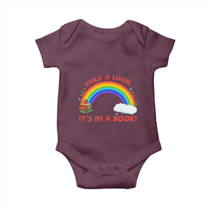 Take A Look It Is In A Book Baby Onesie Cute Rainbow Book Educational Quote TS12 Maroon Print Your Wear