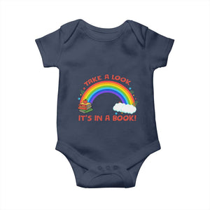 Take A Look It Is In A Book Baby Onesie Cute Rainbow Book Educational Quote TS12 Navy Print Your Wear