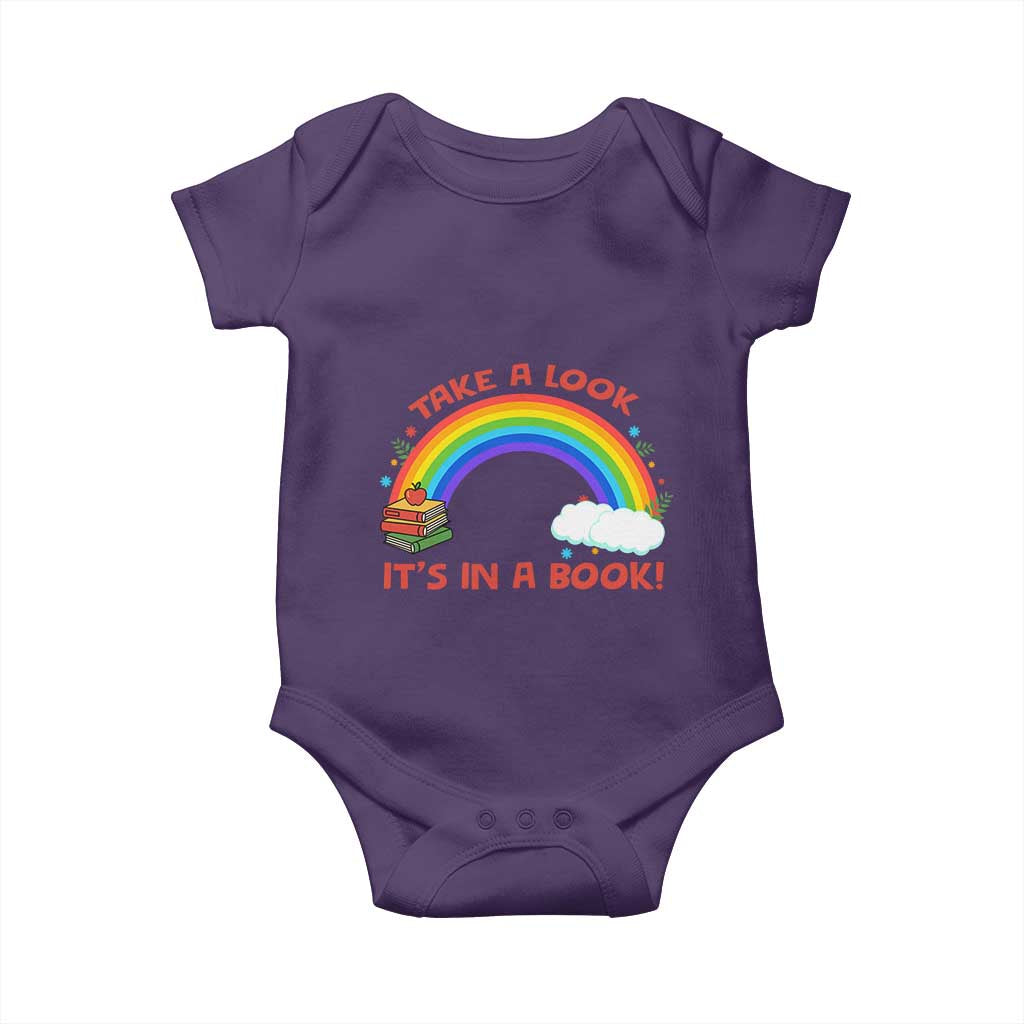Take A Look It Is In A Book Baby Onesie Cute Rainbow Book Educational Quote TS12 Purple Print Your Wear
