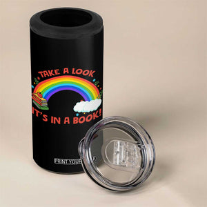 Take A Look It Is In A Book 4 in 1 Can Cooler Tumbler Cute Rainbow Book Educational Quote TS12 Print Your Wear