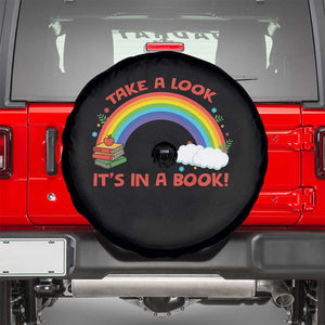 Take A Look It Is In A Book Spare Tire Cover Cute Rainbow Book Educational Quote TS12 Black Print Your Wear
