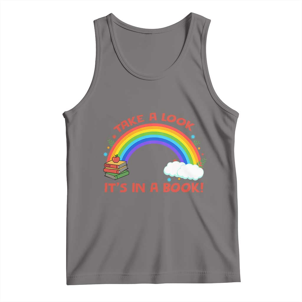 Take A Look It Is In A Book Tank Top Cute Rainbow Book Educational Quote TS12 Deep Heather Print Your Wear
