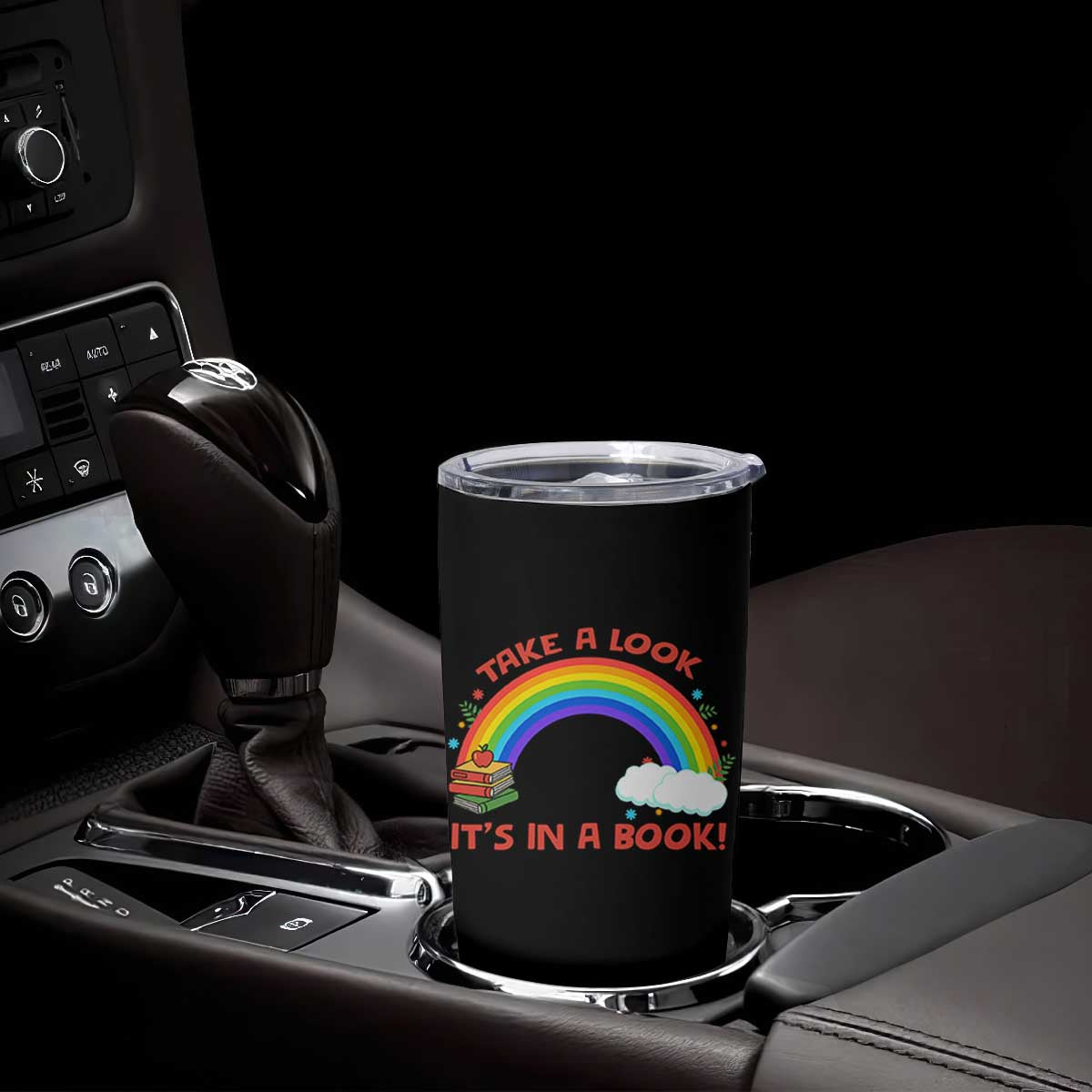 Take A Look It Is In A Book Tumbler Cup Cute Rainbow Book Educational Quote TS12 Print Your Wear