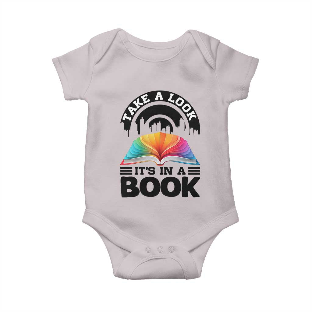 Take A Look It Is In A Book Baby Onesie Reading Retro Rainbow Vintage TS12 Ice Gray Print Your Wear
