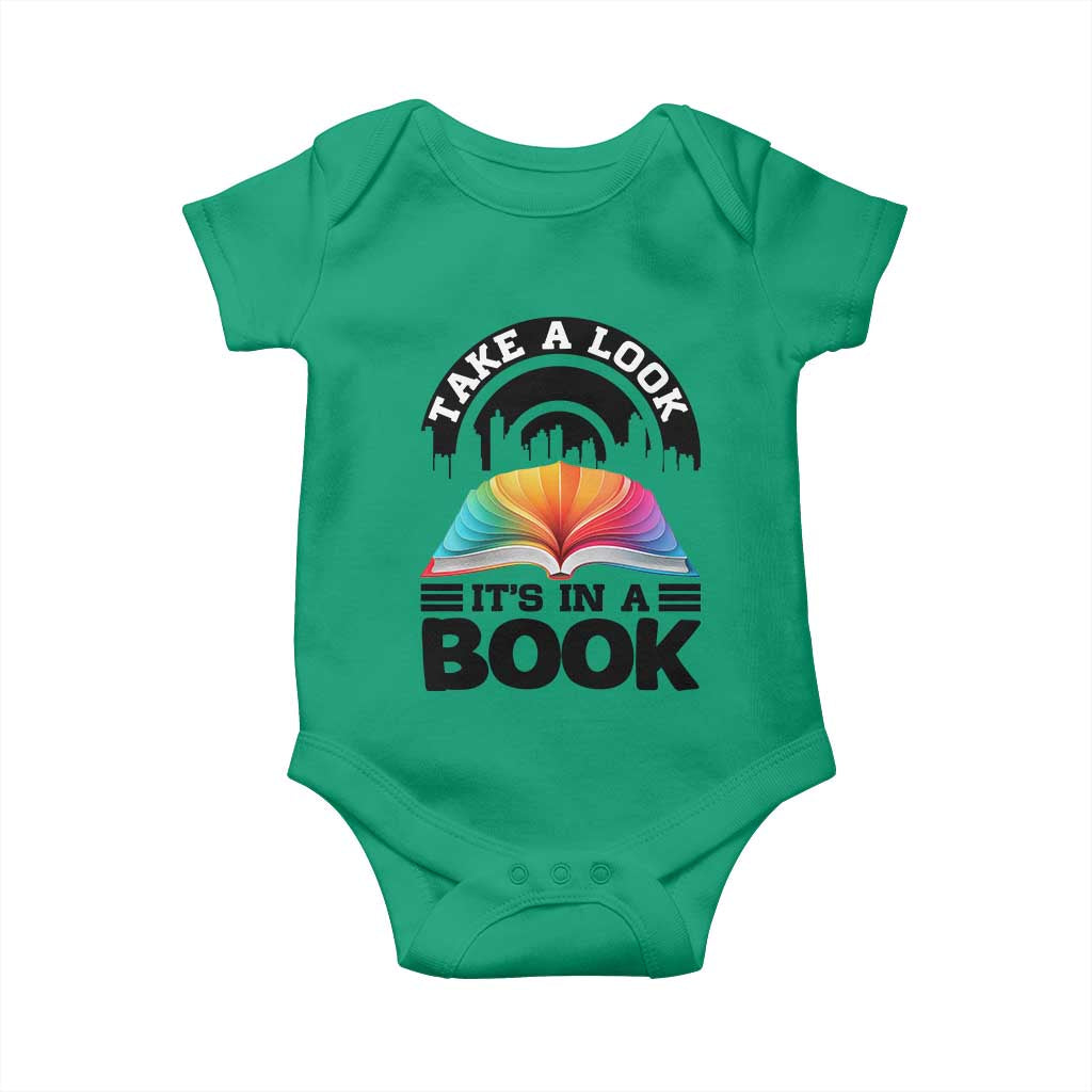 Take A Look It Is In A Book Baby Onesie Reading Retro Rainbow Vintage TS12 Irish Green Print Your Wear