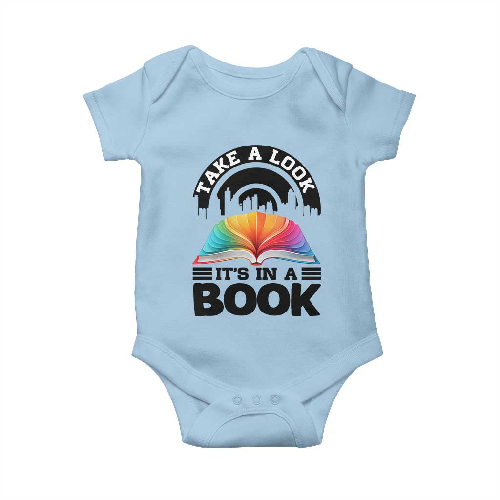 Take A Look It Is In A Book Baby Onesie Reading Retro Rainbow Vintage TS12 Light Blue Print Your Wear
