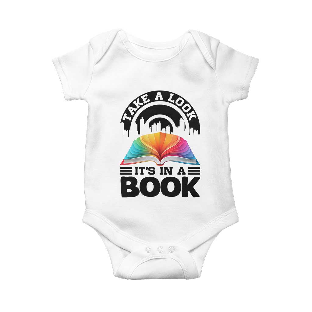 Take A Look It Is In A Book Baby Onesie Reading Retro Rainbow Vintage TS12 White Print Your Wear