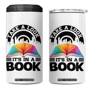 Take A Look It Is In A Book 4 in 1 Can Cooler Tumbler Reading Retro Rainbow Vintage TS12 One Size: 16 oz White Print Your Wear