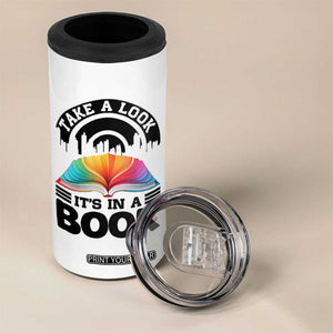 Take A Look It Is In A Book 4 in 1 Can Cooler Tumbler Reading Retro Rainbow Vintage TS12 Print Your Wear