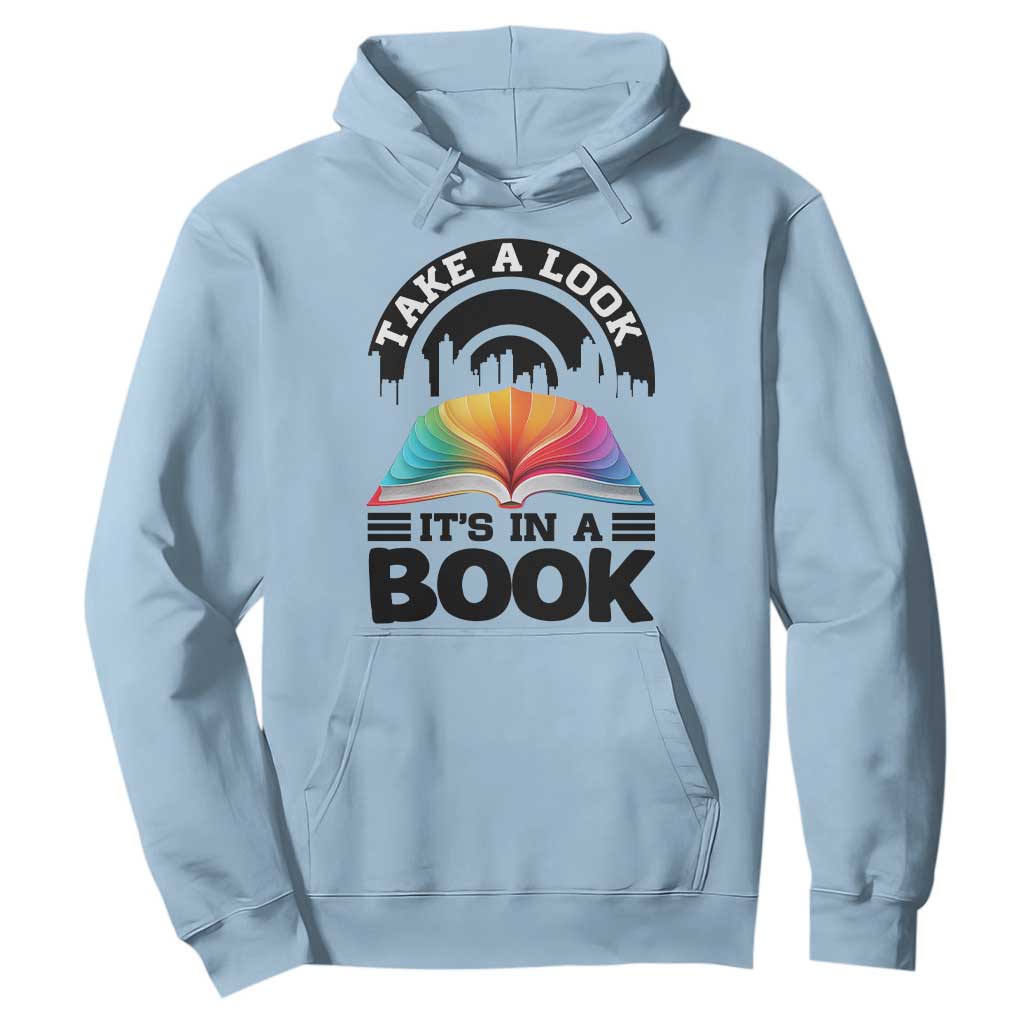 Take A Look It Is In A Book Hoodie Reading Retro Rainbow Vintage TS12 Light Blue Print Your Wear