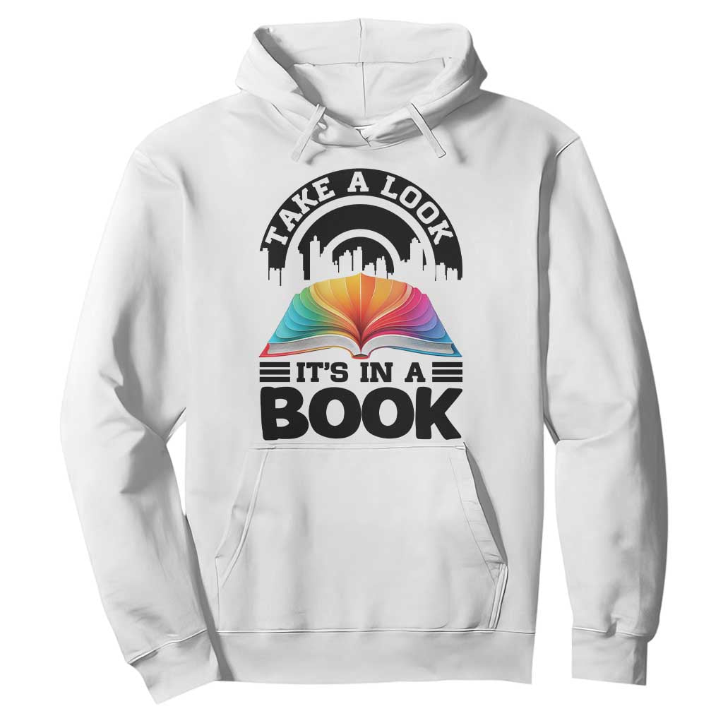 Take A Look It Is In A Book Hoodie Reading Retro Rainbow Vintage TS12 White Print Your Wear