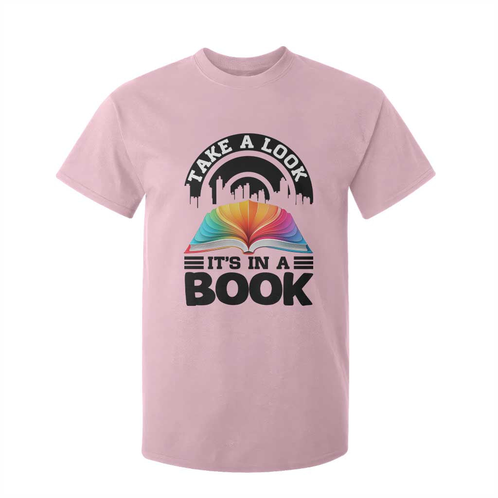 Take A Look It Is In A Book T Shirt For Kid Reading Retro Rainbow Vintage TS12 Light Pink Print Your Wear