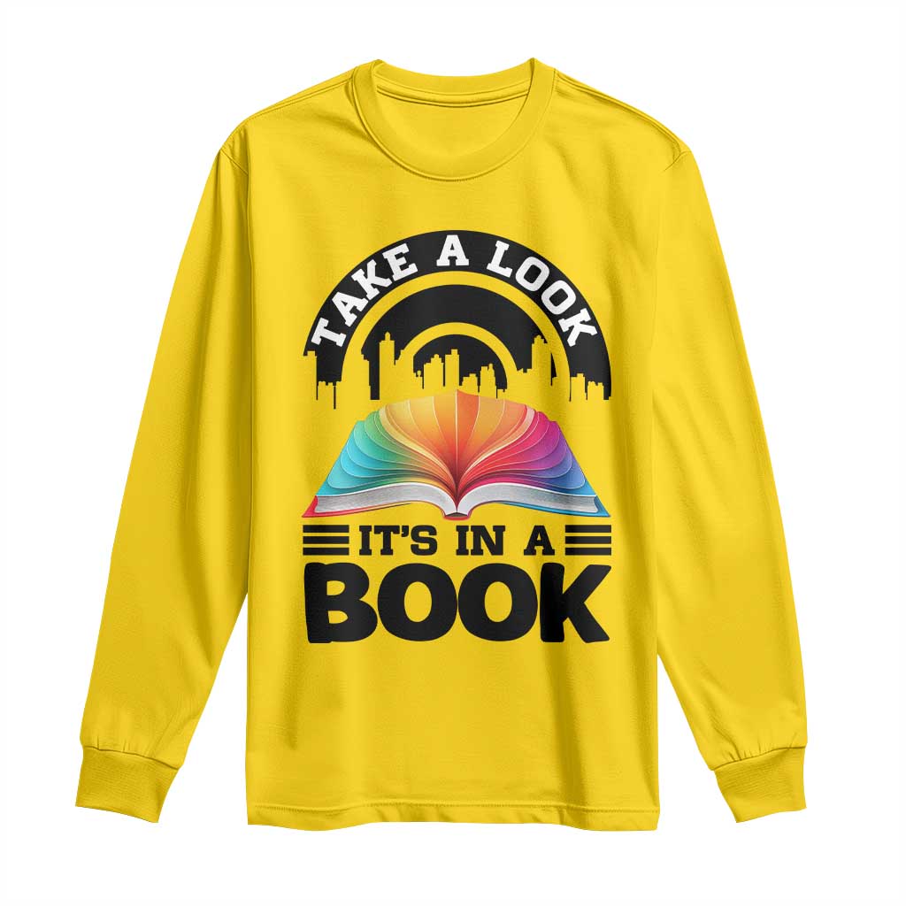 Take A Look It Is In A Book Long Sleeve Shirt Reading Retro Rainbow Vintage TS12 Daisy Print Your Wear