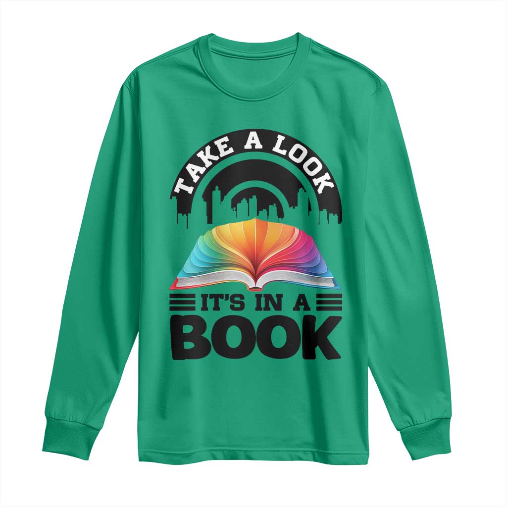 Take A Look It Is In A Book Long Sleeve Shirt Reading Retro Rainbow Vintage TS12 Irish Green Print Your Wear