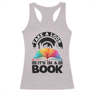 Take A Look It Is In A Book Racerback Tank Top Reading Retro Rainbow Vintage TS12 Ice Gray Print Your Wear
