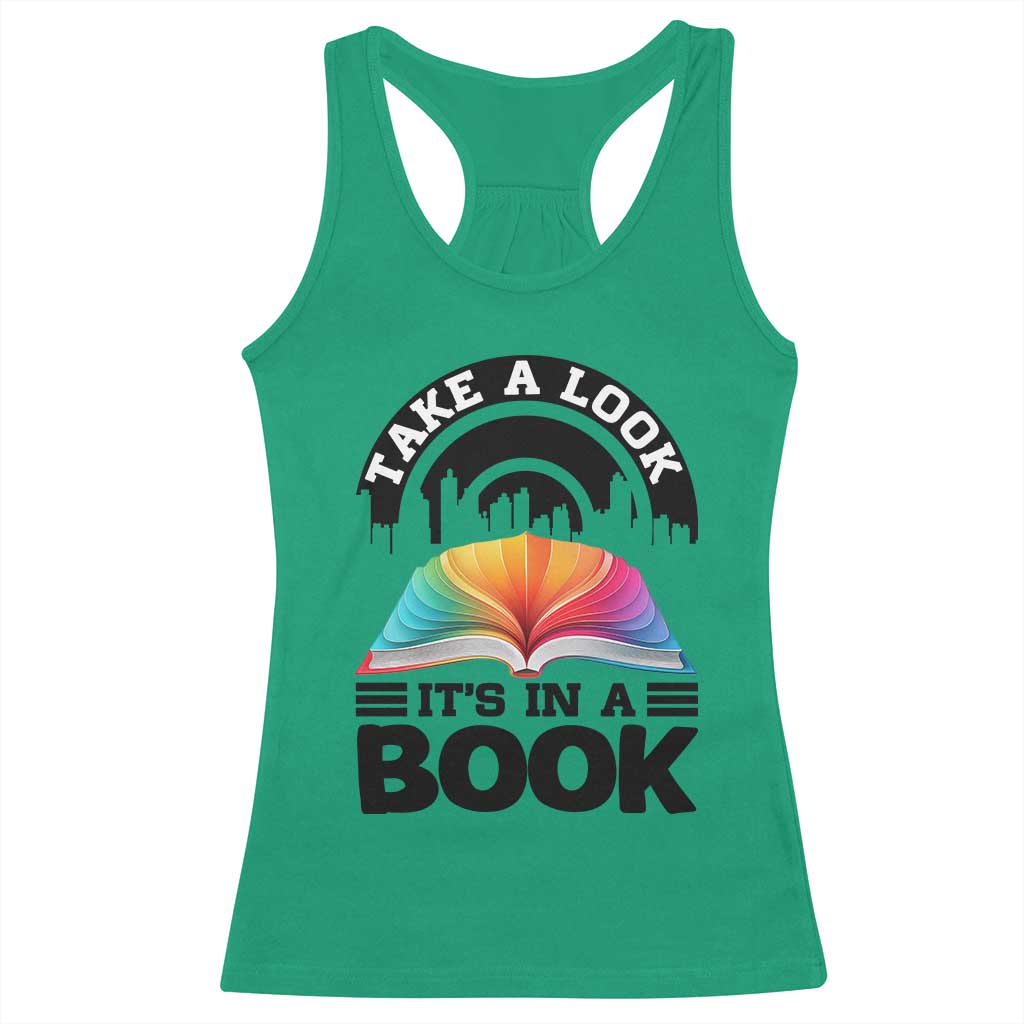 Take A Look It Is In A Book Racerback Tank Top Reading Retro Rainbow Vintage TS12 Irish Green Print Your Wear