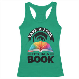 Take A Look It Is In A Book Racerback Tank Top Reading Retro Rainbow Vintage TS12 Irish Green Print Your Wear