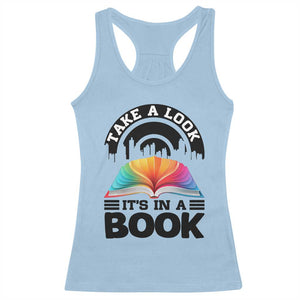 Take A Look It Is In A Book Racerback Tank Top Reading Retro Rainbow Vintage TS12 Light Blue Print Your Wear