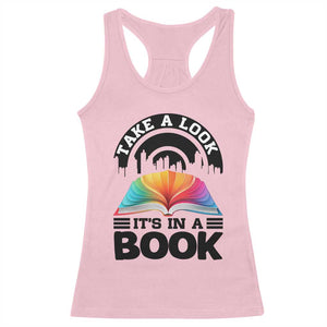 Take A Look It Is In A Book Racerback Tank Top Reading Retro Rainbow Vintage TS12 Light Pink Print Your Wear