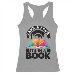 Take A Look It Is In A Book Racerback Tank Top Reading Retro Rainbow Vintage TS12 Sport Gray Print Your Wear