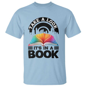 Take A Look It Is In A Book T Shirt Reading Retro Rainbow Vintage TS12 Light Blue Print Your Wear