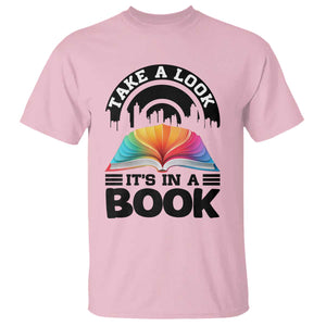 Take A Look It Is In A Book T Shirt Reading Retro Rainbow Vintage TS12 Light Pink Print Your Wear