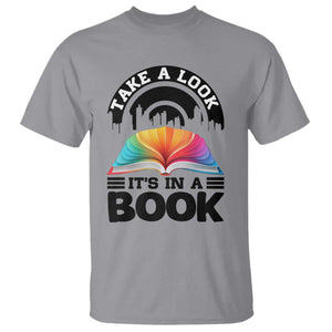 Take A Look It Is In A Book T Shirt Reading Retro Rainbow Vintage TS12 Sport Gray Print Your Wear