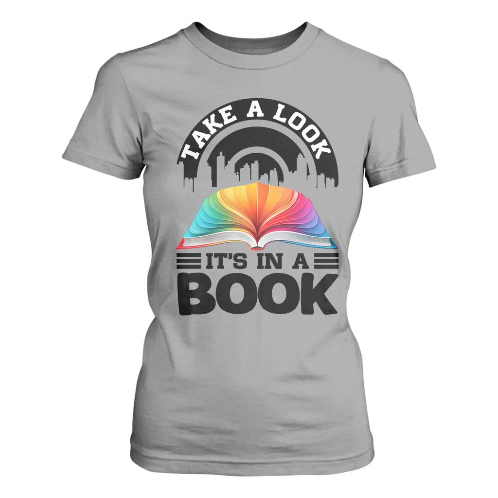 Take A Look It Is In A Book T Shirt For Women Reading Retro Rainbow Vintage TS12 Sport Gray Print Your Wear