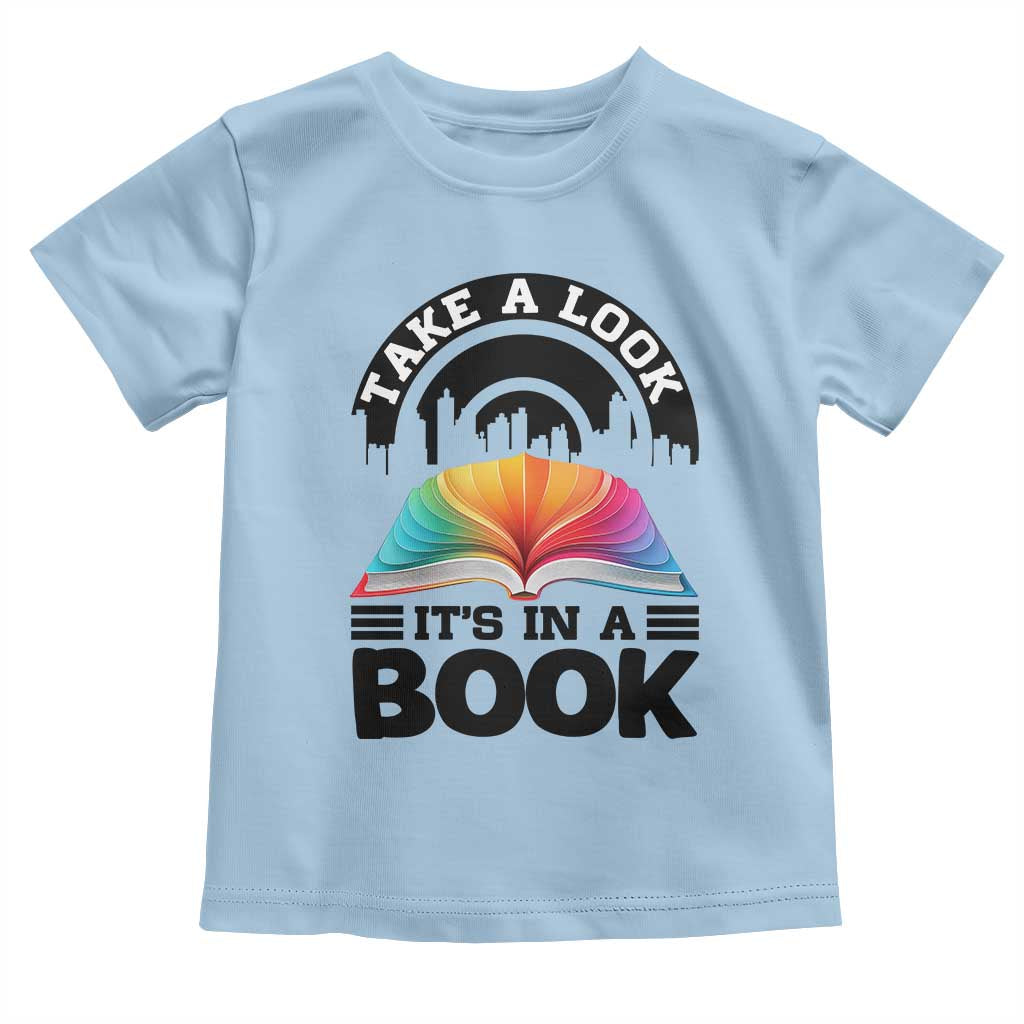 Take A Look It Is In A Book Toddler T Shirt Reading Retro Rainbow Vintage TS12 Light Blue Print Your Wear