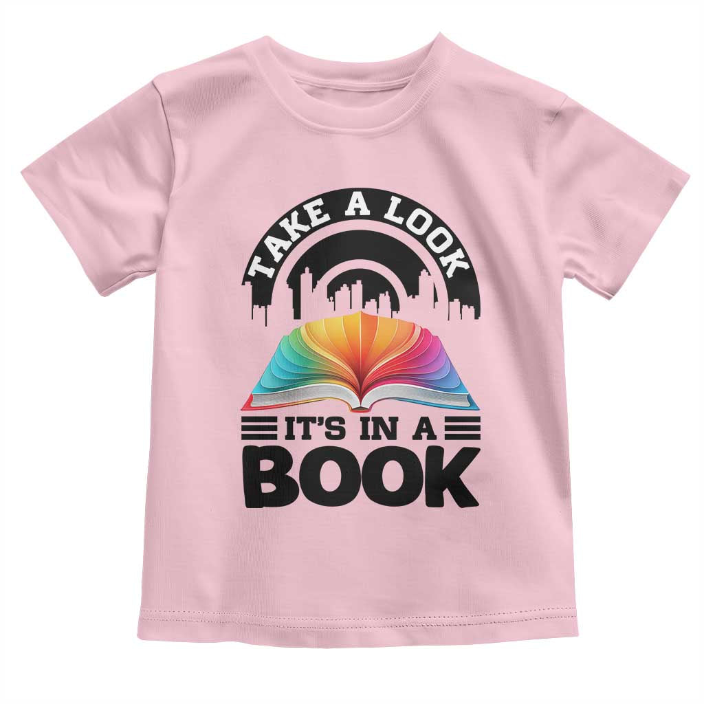 Take A Look It Is In A Book Toddler T Shirt Reading Retro Rainbow Vintage TS12 Light Pink Print Your Wear