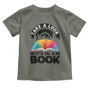 Take A Look It Is In A Book Toddler T Shirt Reading Retro Rainbow Vintage TS12 Military Green Print Your Wear