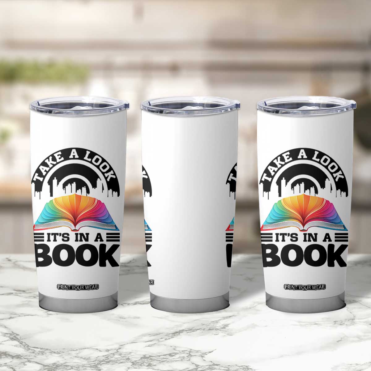 Take A Look It Is In A Book Tumbler Cup Reading Retro Rainbow Vintage TS12 Print Your Wear