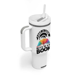 Take A Look It Is In A Book Tumbler With Handle Reading Retro Rainbow Vintage TS12 Print Your Wear