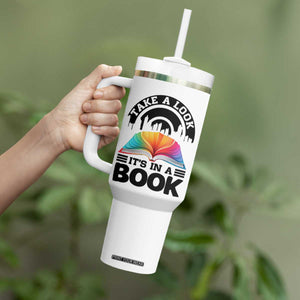 Take A Look It Is In A Book Tumbler With Handle Reading Retro Rainbow Vintage TS12 Print Your Wear