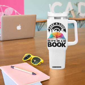 Take A Look It Is In A Book Tumbler With Handle Reading Retro Rainbow Vintage TS12 Print Your Wear